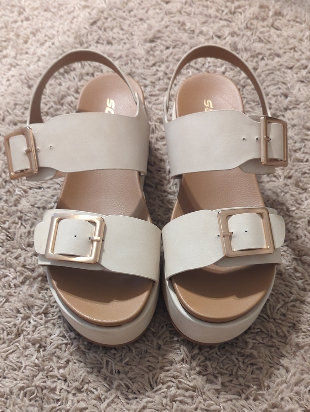 Women's Cream Platform Buckle Sandals Soda 8